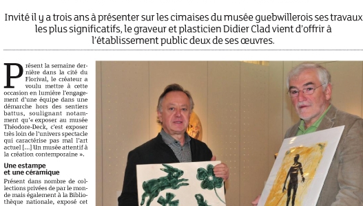 Musée Théodore Deck: don de deux oeuvres de Didier CLAD
